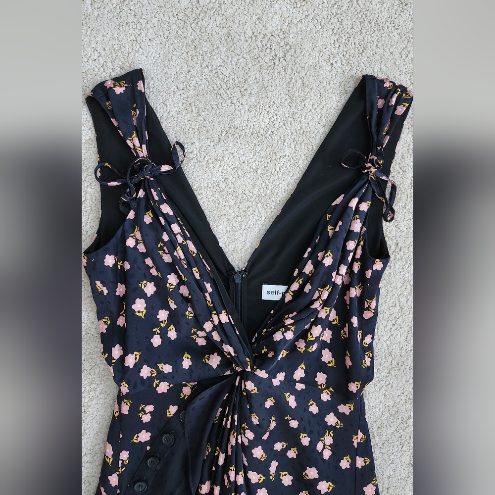 SELF-PORTRAIT Sleeveless Black Floral Printed Dress - Picture 2 of 7